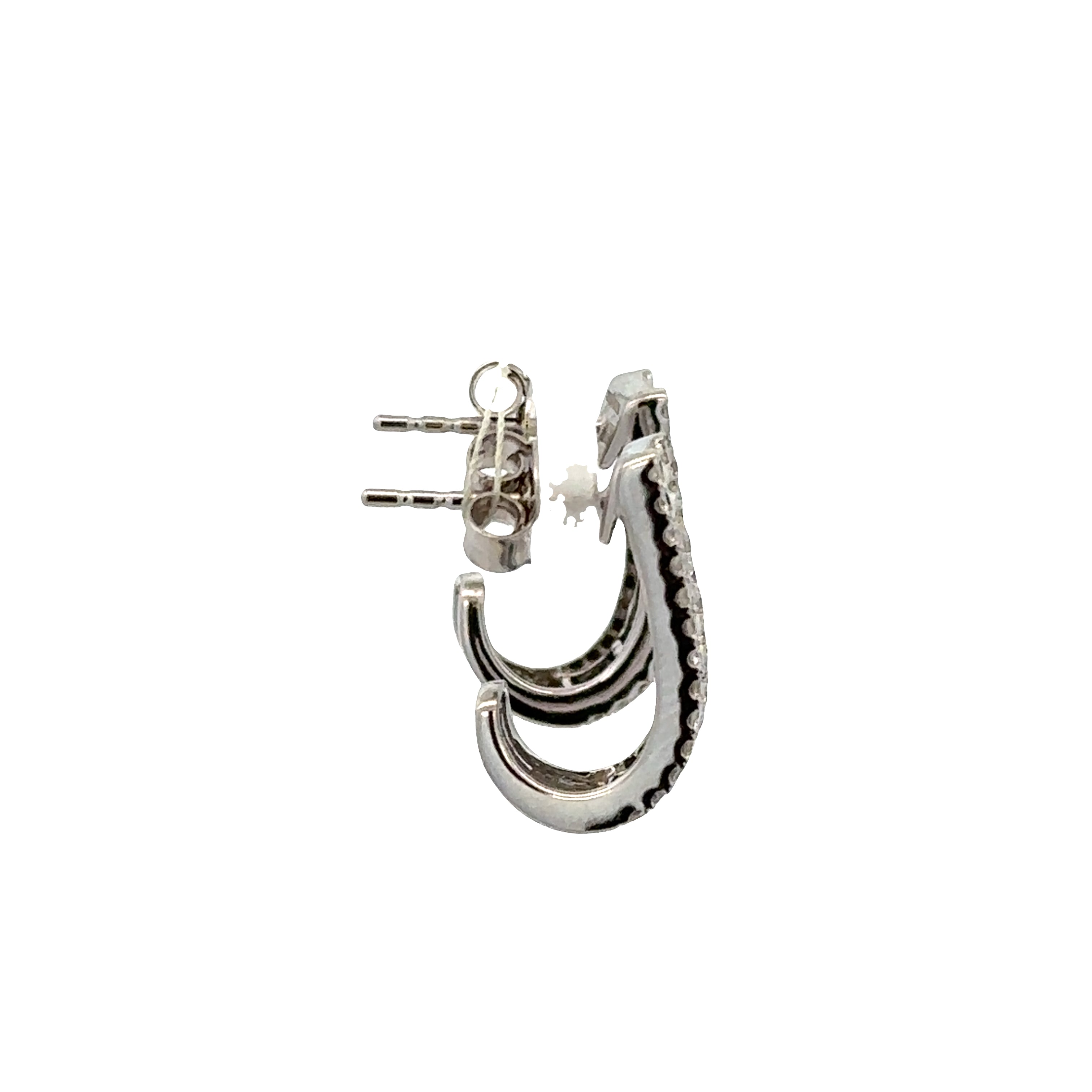 14k White Gold Sapphire & Diamond Huggie Earrings