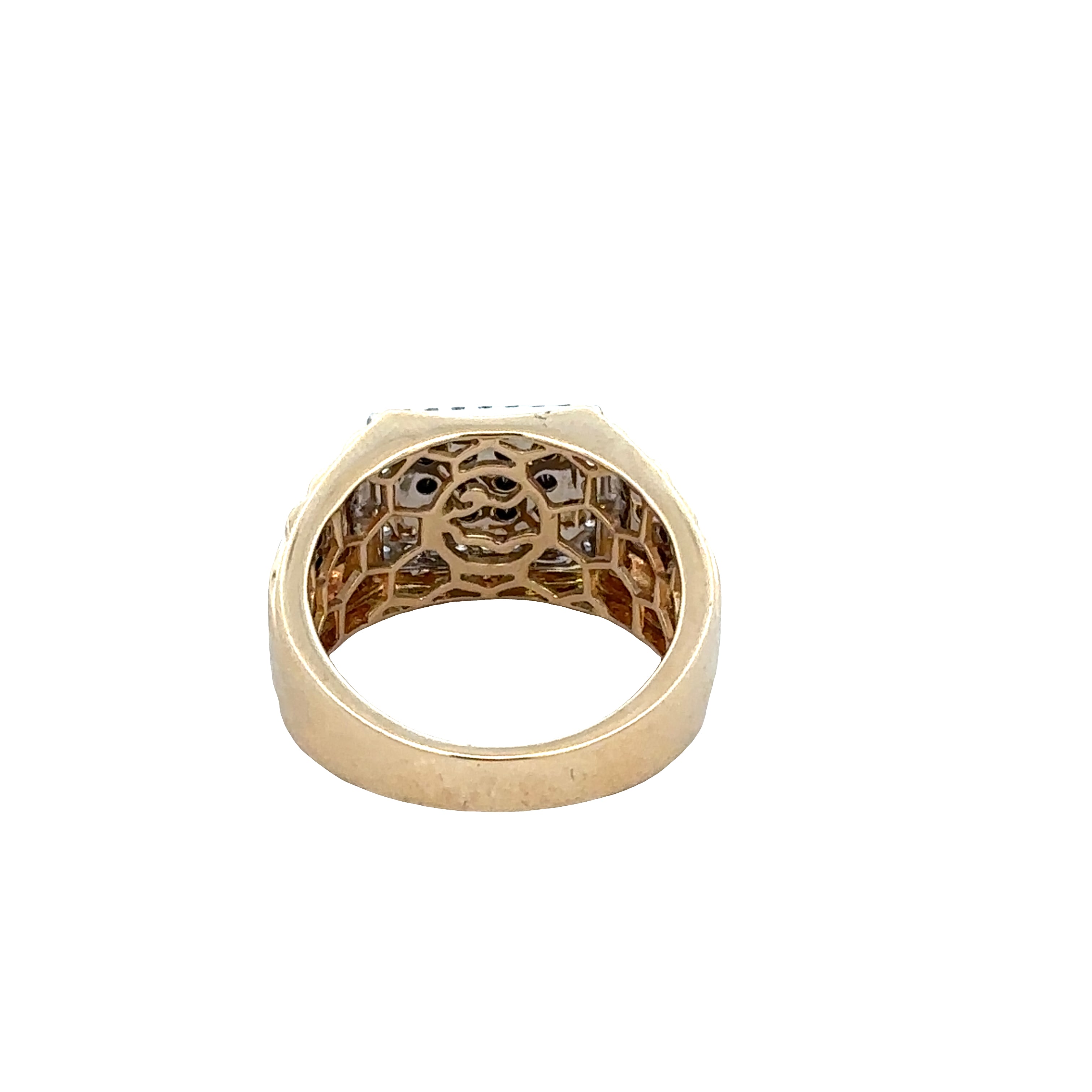 14k Yellow & White Gold Black and White Diamond Cluster Ring – Size 10.5