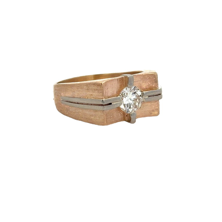 Vintage Men's Diamond Ring in Two Tone Gold