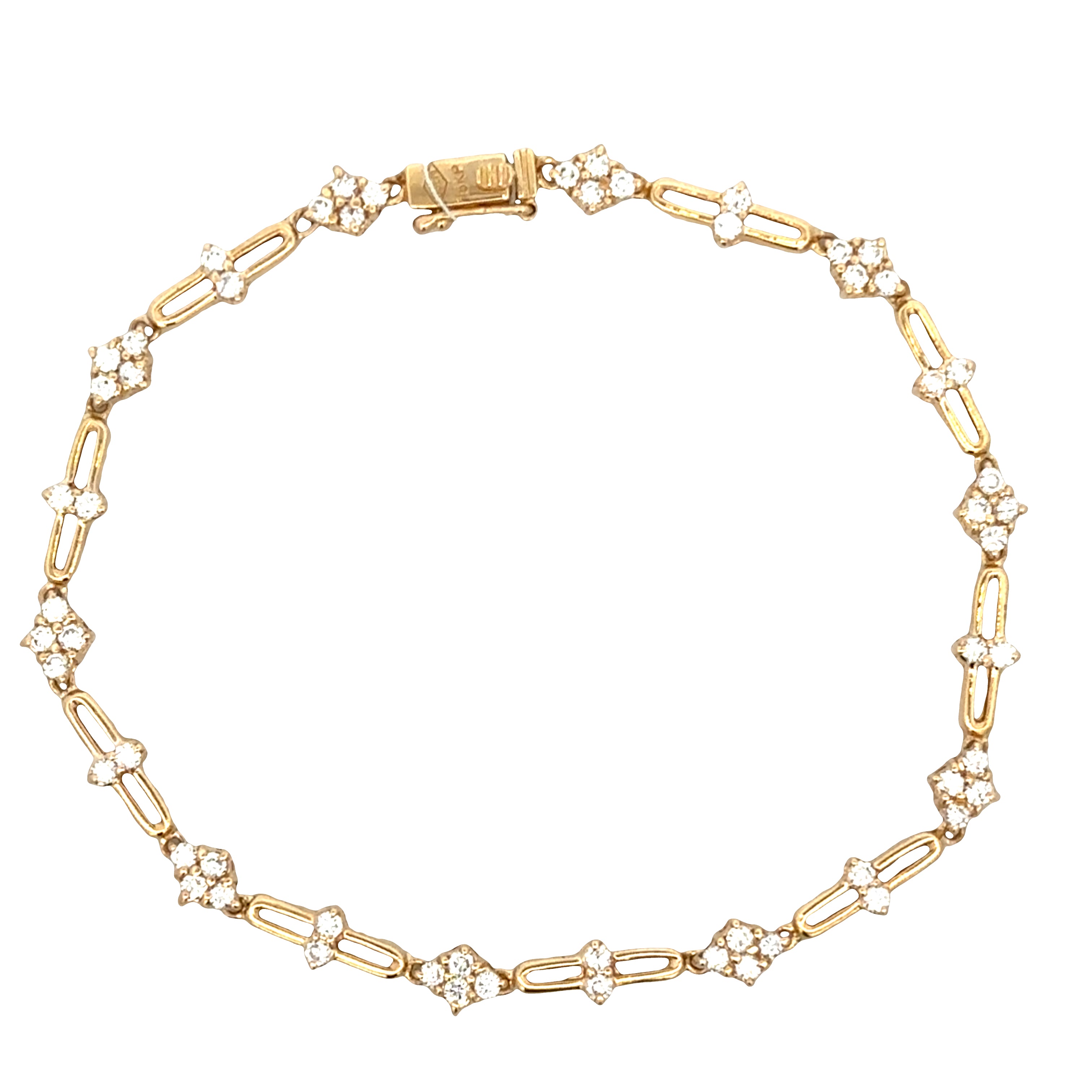 18k Yellow Gold Diamond Openwork Link Bracelet – 6.5" Long