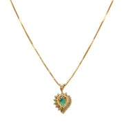 Vintage Emerald and Diamond Pendant in 18k Yellow Gold