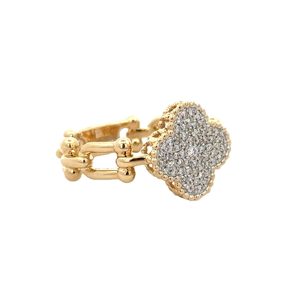 Diamond Accented Quatrefoil Ring in Yellow Gold