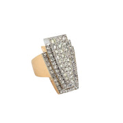 Vintage 1950s Diamond Cocktail Ring in Two Tone Gold