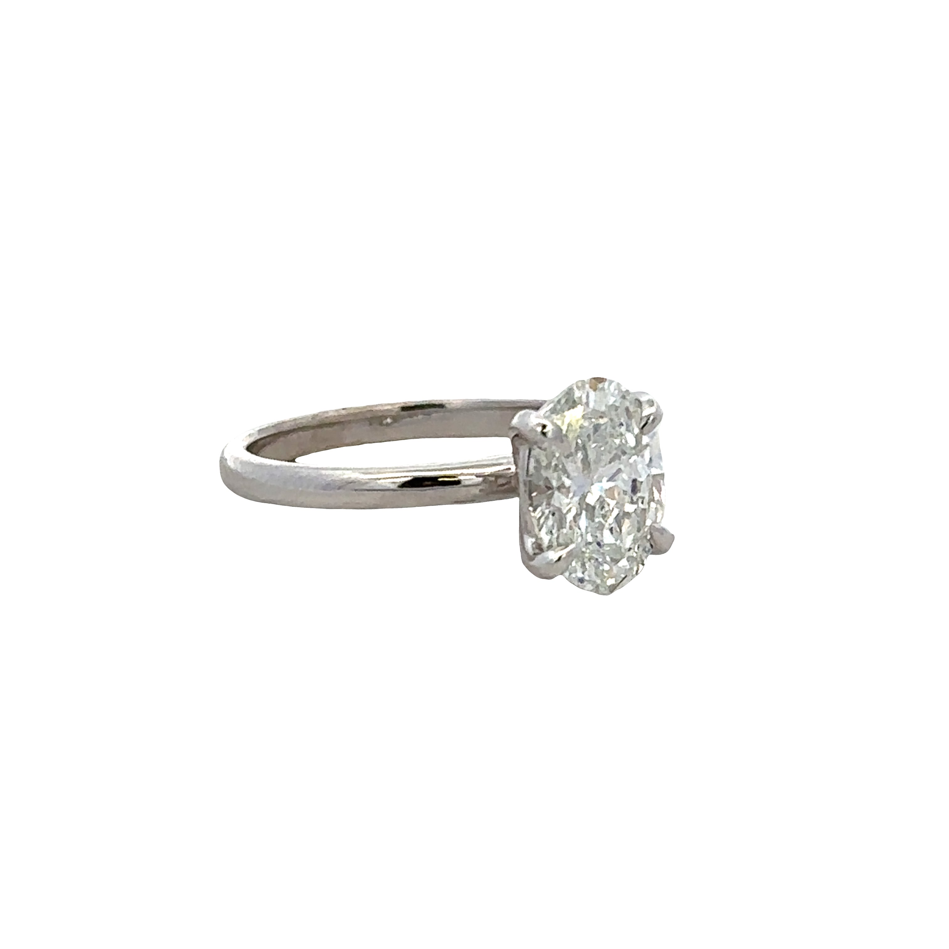 14k White Gold Oval Diamond Solitaire Engagement Ring – Size 6.75