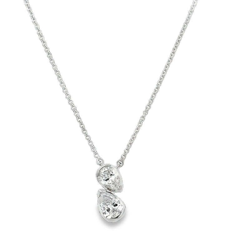 Pear Shape Diamond Necklace in White Gold