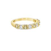 Fancy Light Yellow Emerald Cut and White Diamond Band