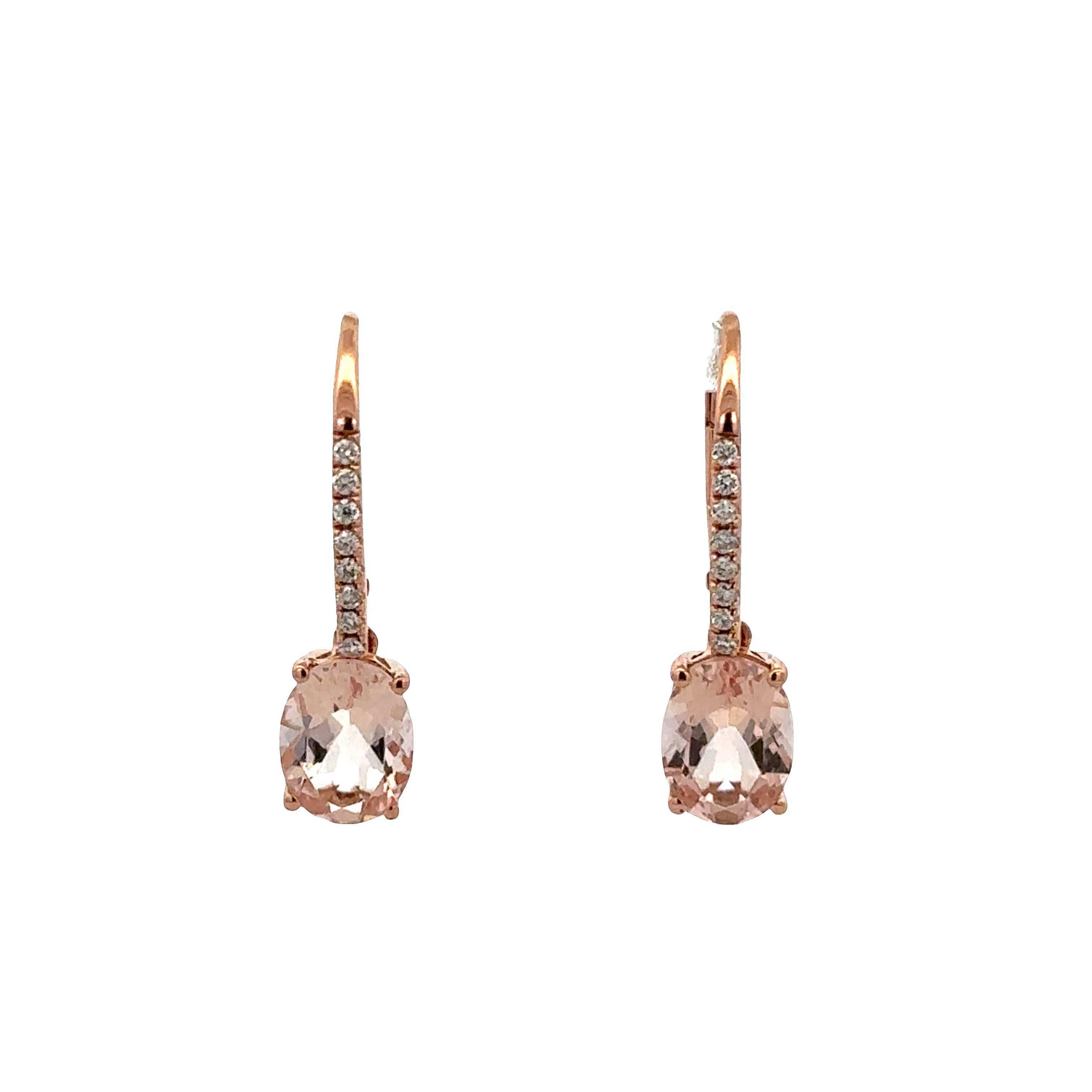 14k Rose Gold Morganite & Diamond Drop Earrings – 2.26 CTW