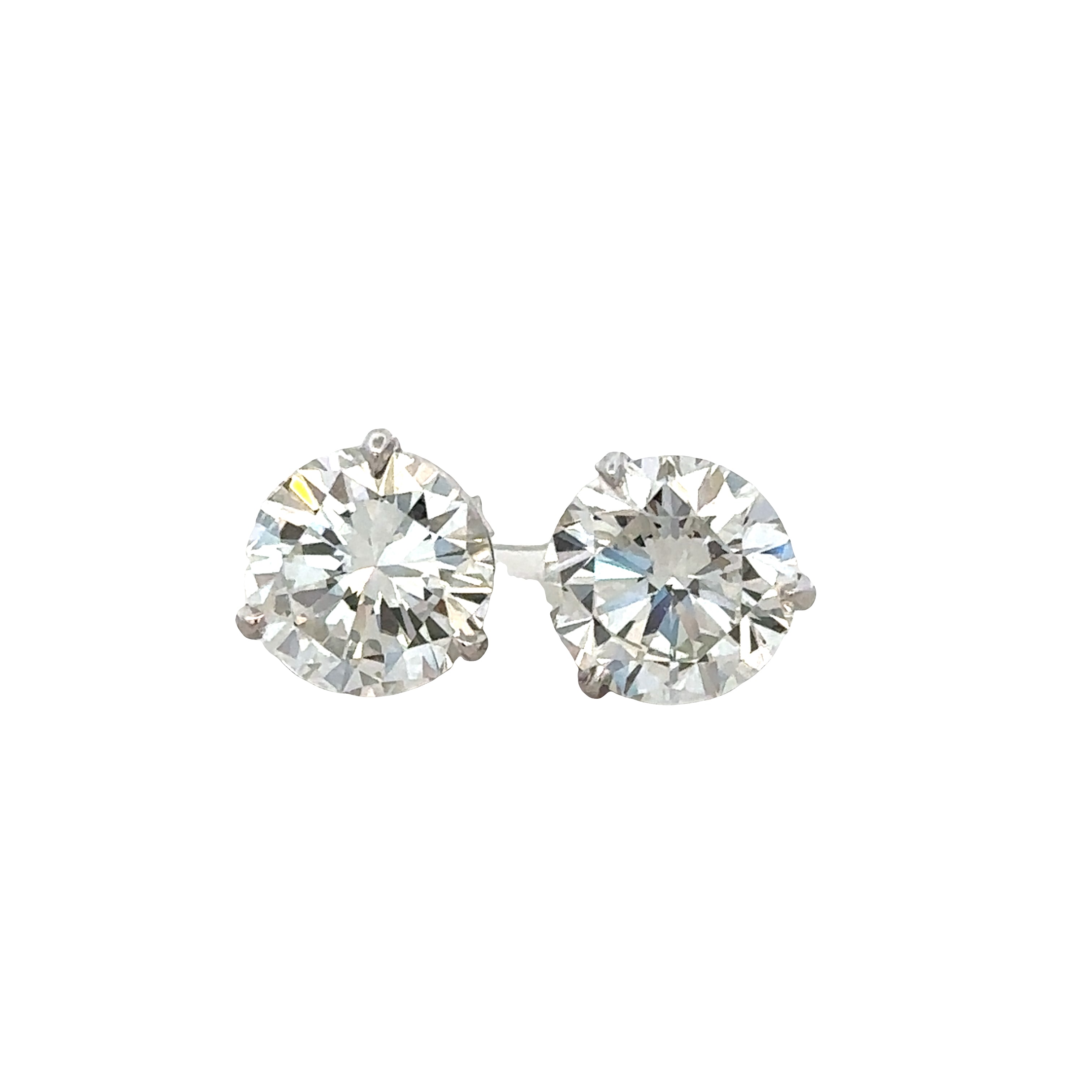 14k White Gold 4.89ct GIA Diamond Stud Earrings – Three-Prong Settings