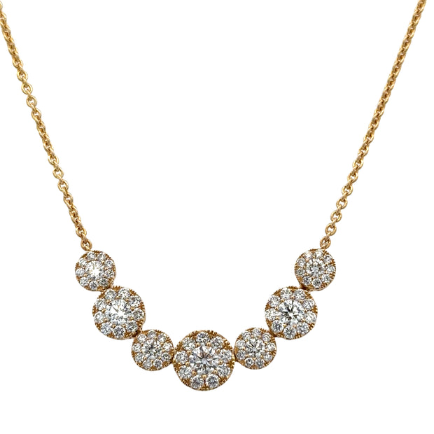 Curved Diamond Necklace in 18k Yellow Gold