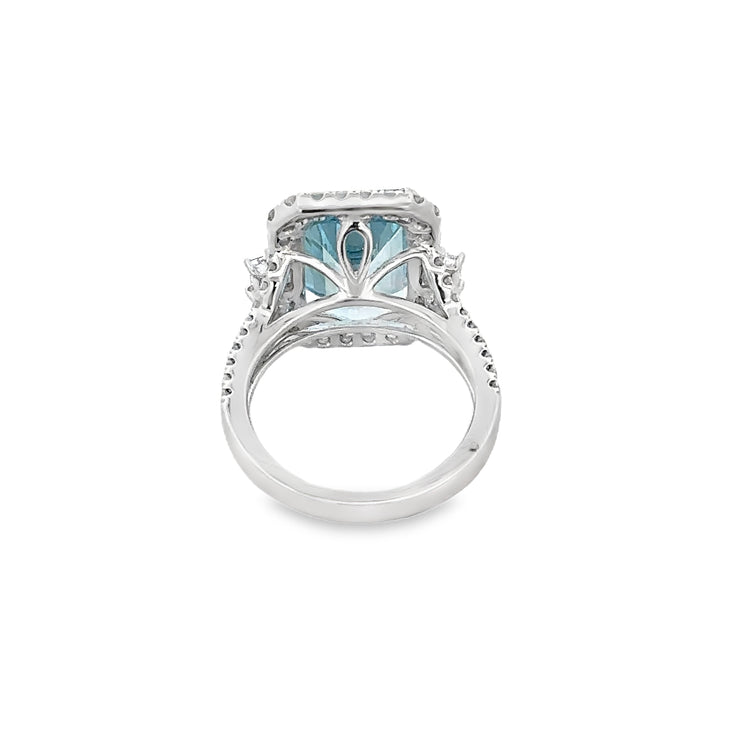 Striking 6.23 ct. Aquamarine and Diamond Ring in 18k White Gold