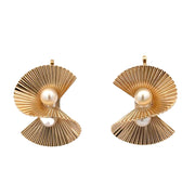 Fabulous Vintage 1960s Pearl Fan Clip-on Earrings
