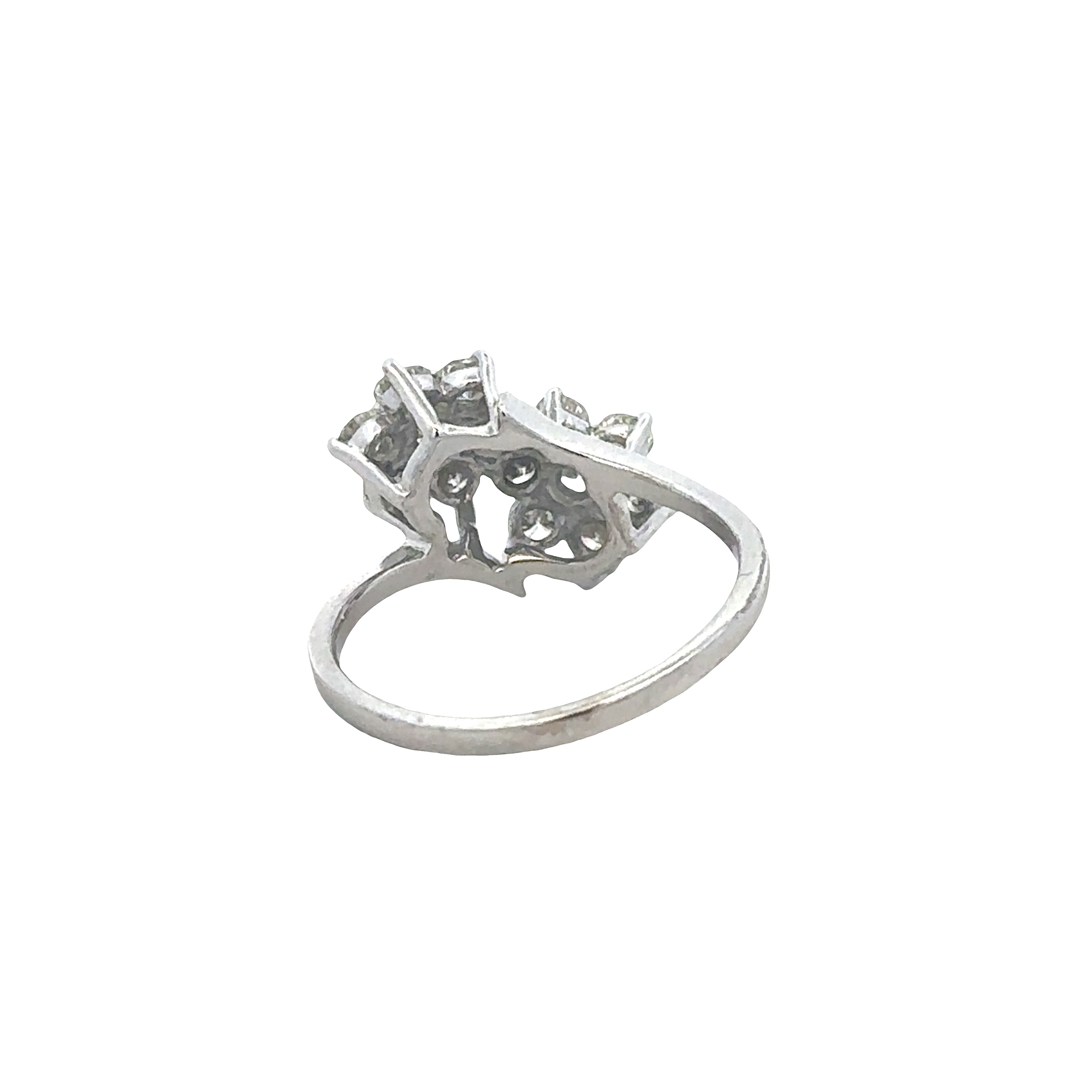Diamond Flower Bypass Style Ring in White Gold -- 1.26 CTW -- Size 6