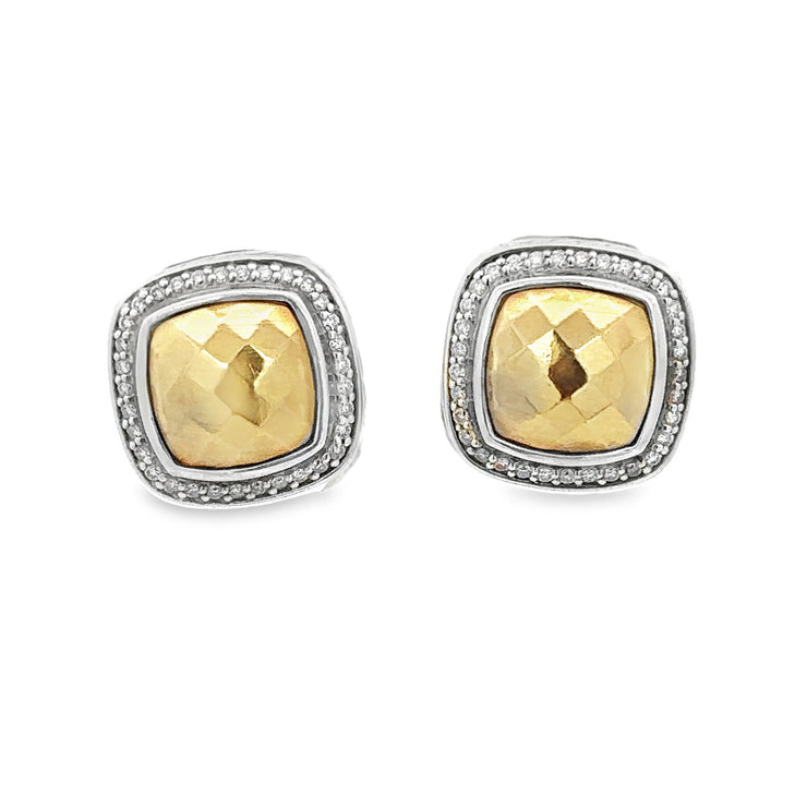 David Yurman Faceted Two Tone Clip-on Earrings