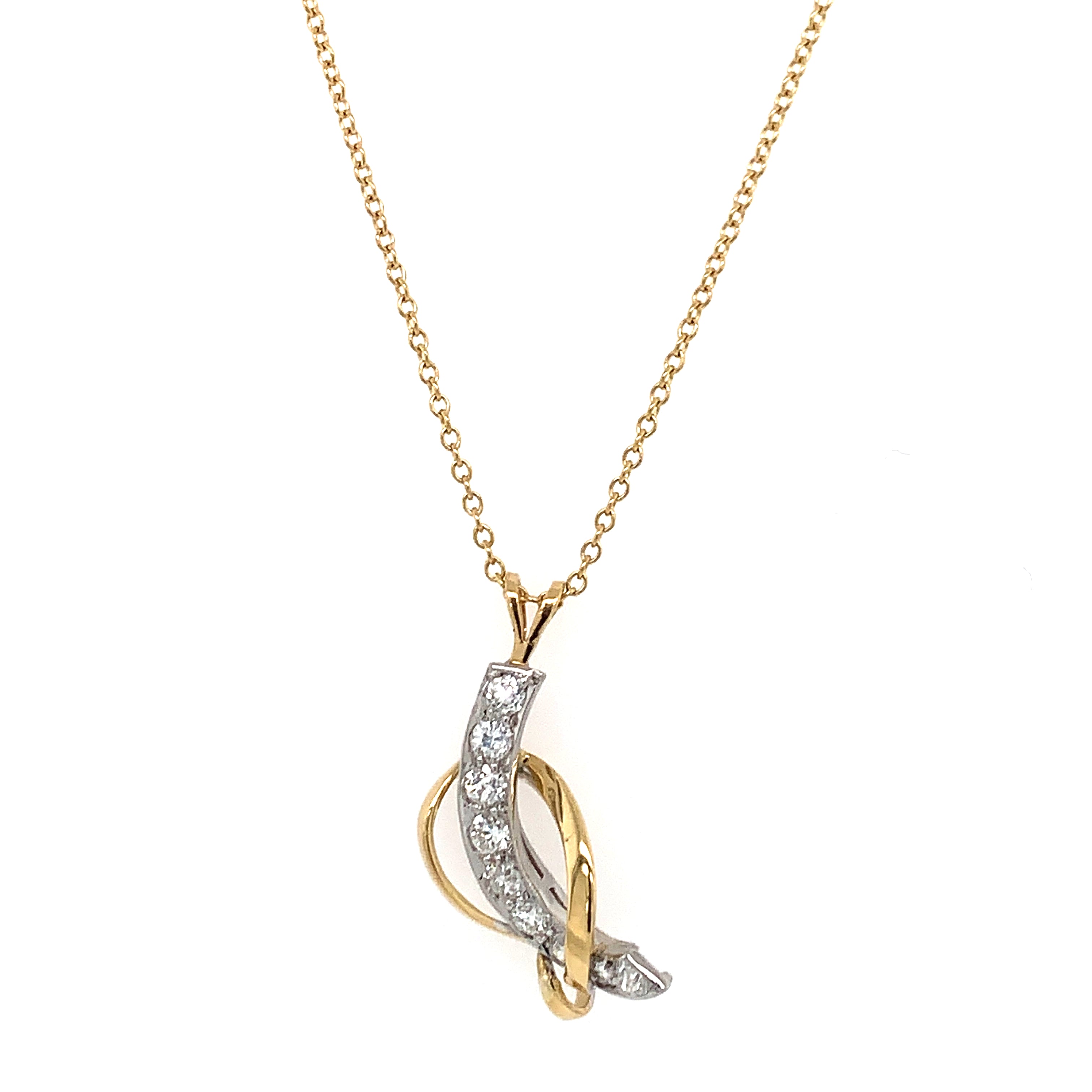Two Tone Pendant with Old European Cut Diamonds
