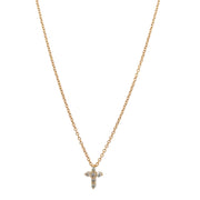 Petite Diamond Cross Necklace in 18k Yellow Gold