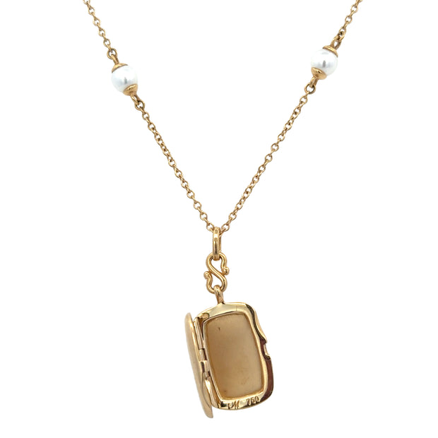 Monica Rich Kosann Pearl Accented Locket in 18k Yellow Gold