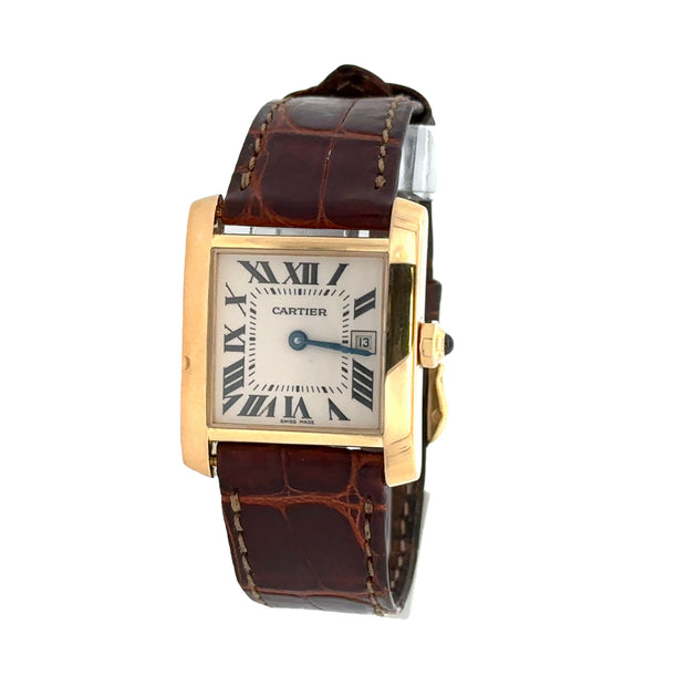 Vintage Cartier Tank Francaise Quartz Wristwatch in 18k Yellow Gold