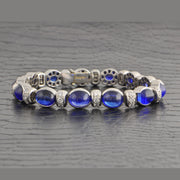 Cabochon Sapphire and Diamond Bracelet in Platinum