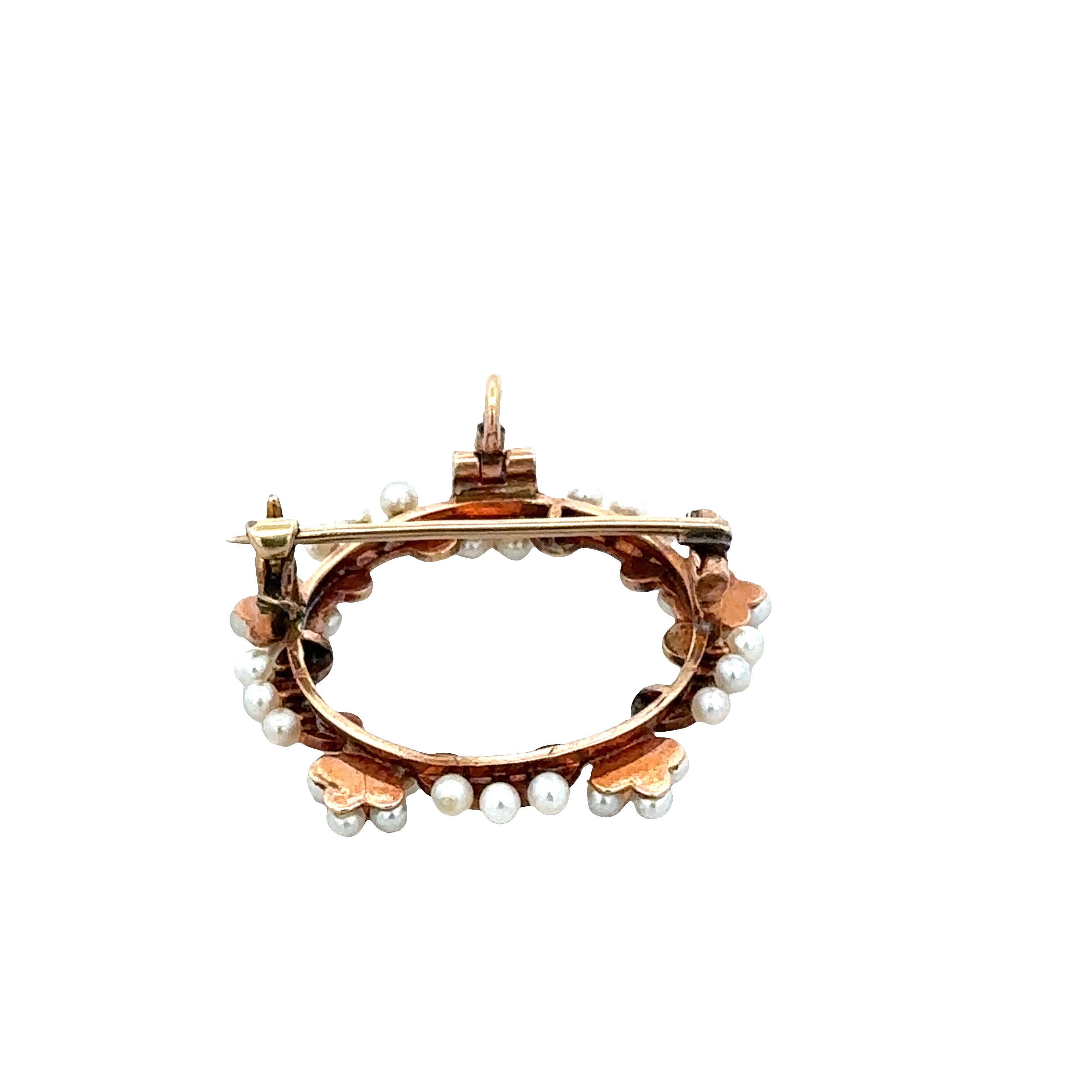 Antique Victorian 12k Yellow Gold Seed Pearl & Diamond Convertible Brooch/Pendant – Circa 1890s