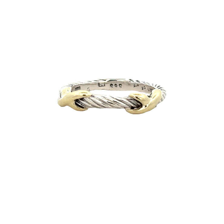 Sterling Silver and Yellow Gold Double "X" Band by David Yurman