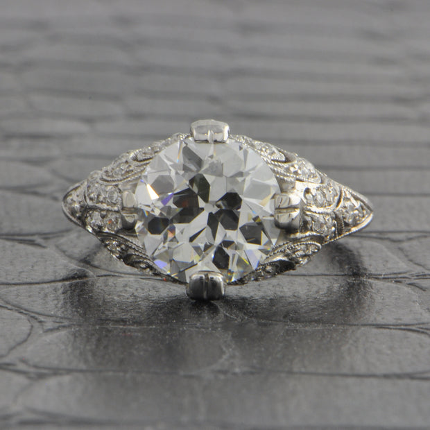 Antique Art Deco 2.45 ct. Old European Cut Diamond Engagement Ring