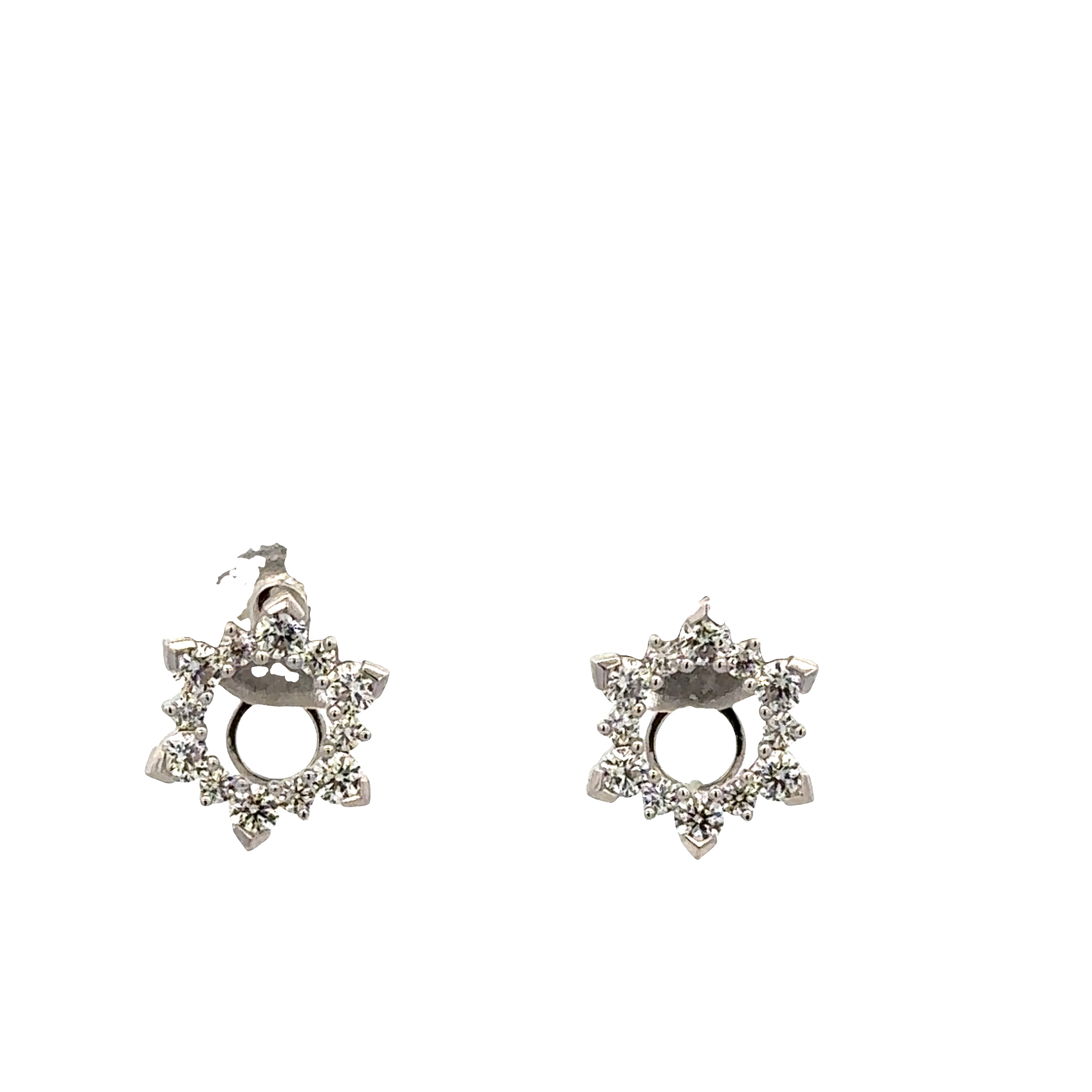 14k White Gold Diamond Star Earring Jackets