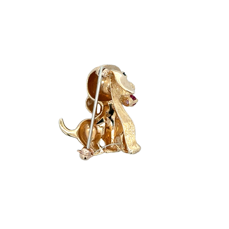 Vintage Dan Frere Dog Brooch in Yellow Gold