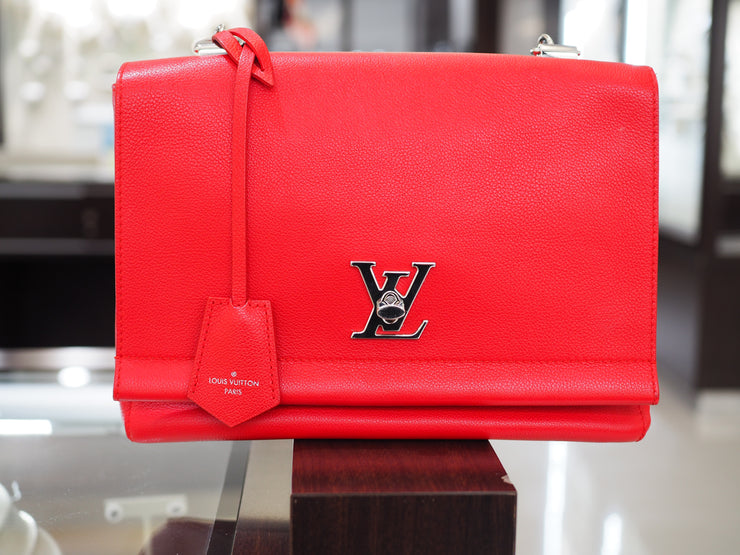 Louis Vuitton Lock Me II Red Leather Adjustable Shoulder Bag