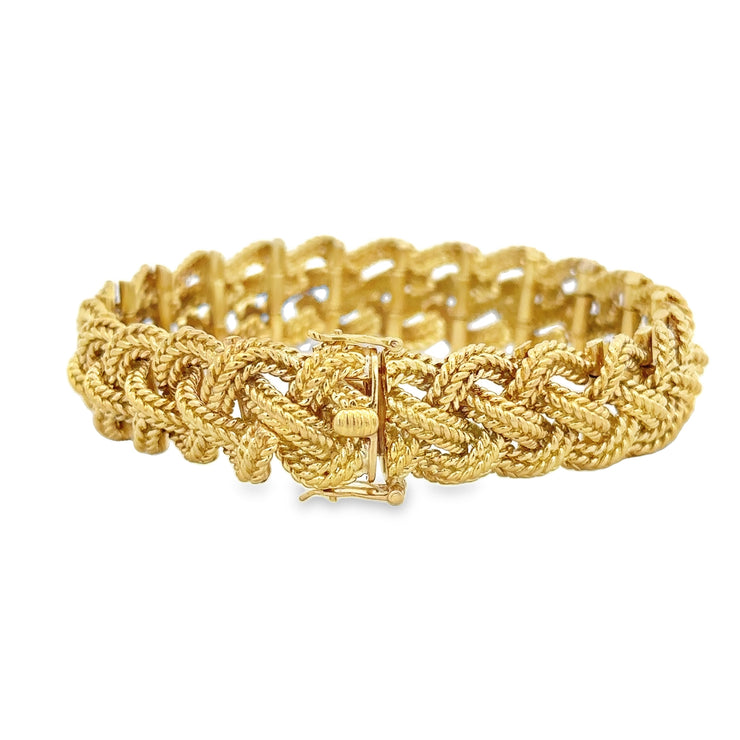 Woven Textured Bracelet in 18k Yellow Gold