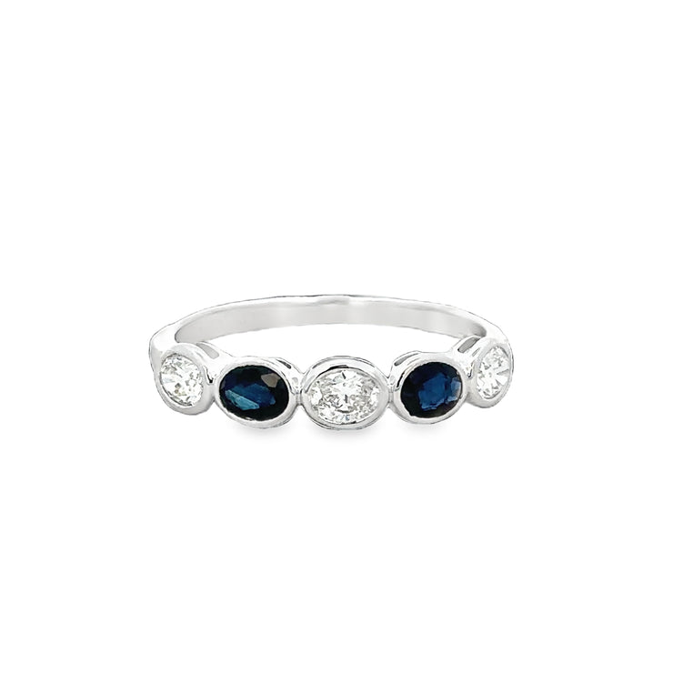 Sapphire and Diamond Band in White Gold