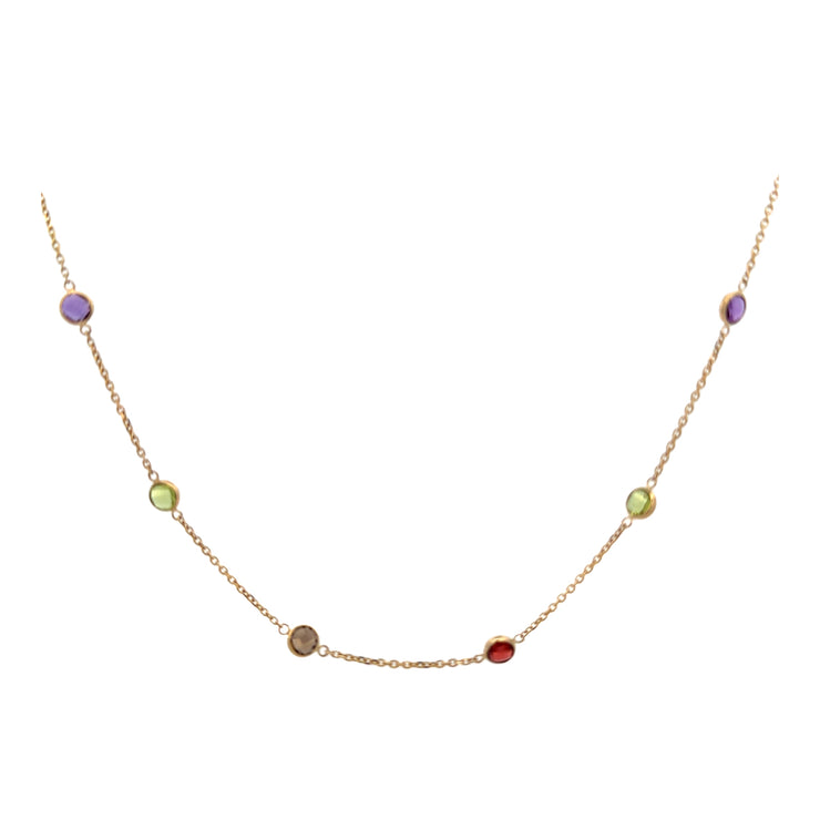 Multigem Station Necklace in Yellow Gold