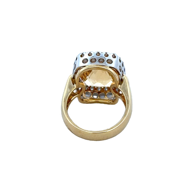 Statement Citrine and Diamond Ring in 18k Gold