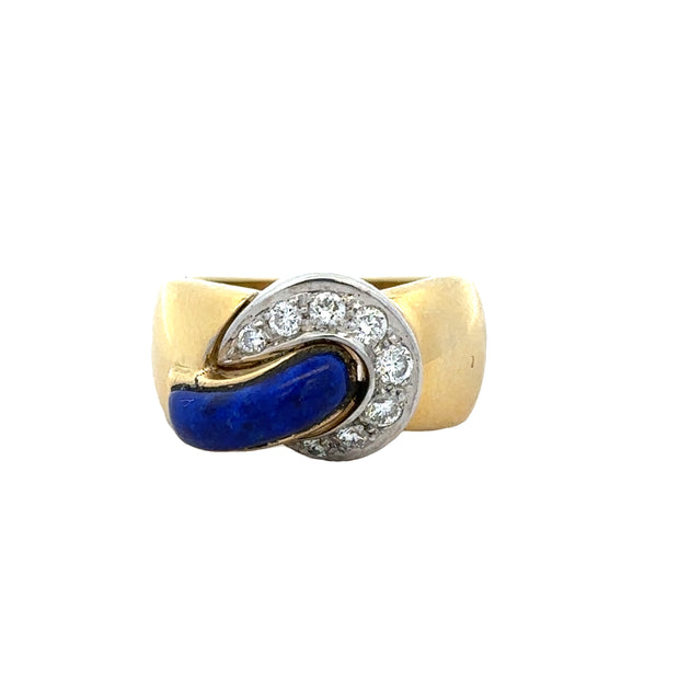 Lapis and Diamond Band in 18k Gold