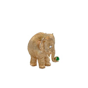 Emerald and Diamond Elephant Brooch in Yellow Gold