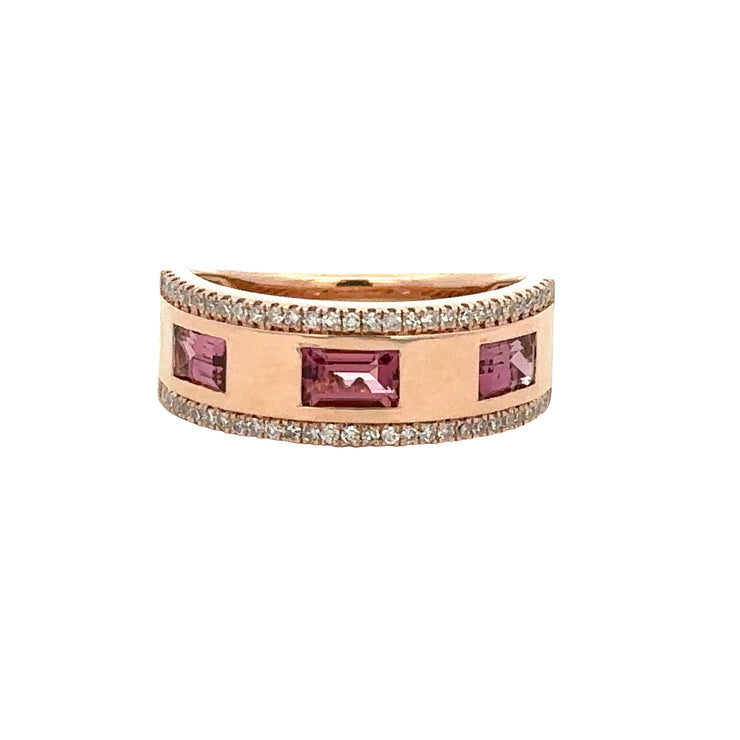 Pink Tourmaline and Diamond Band in Rose Gold