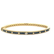 Black Enamel Diamond Bangle in 18k Yellow Gold