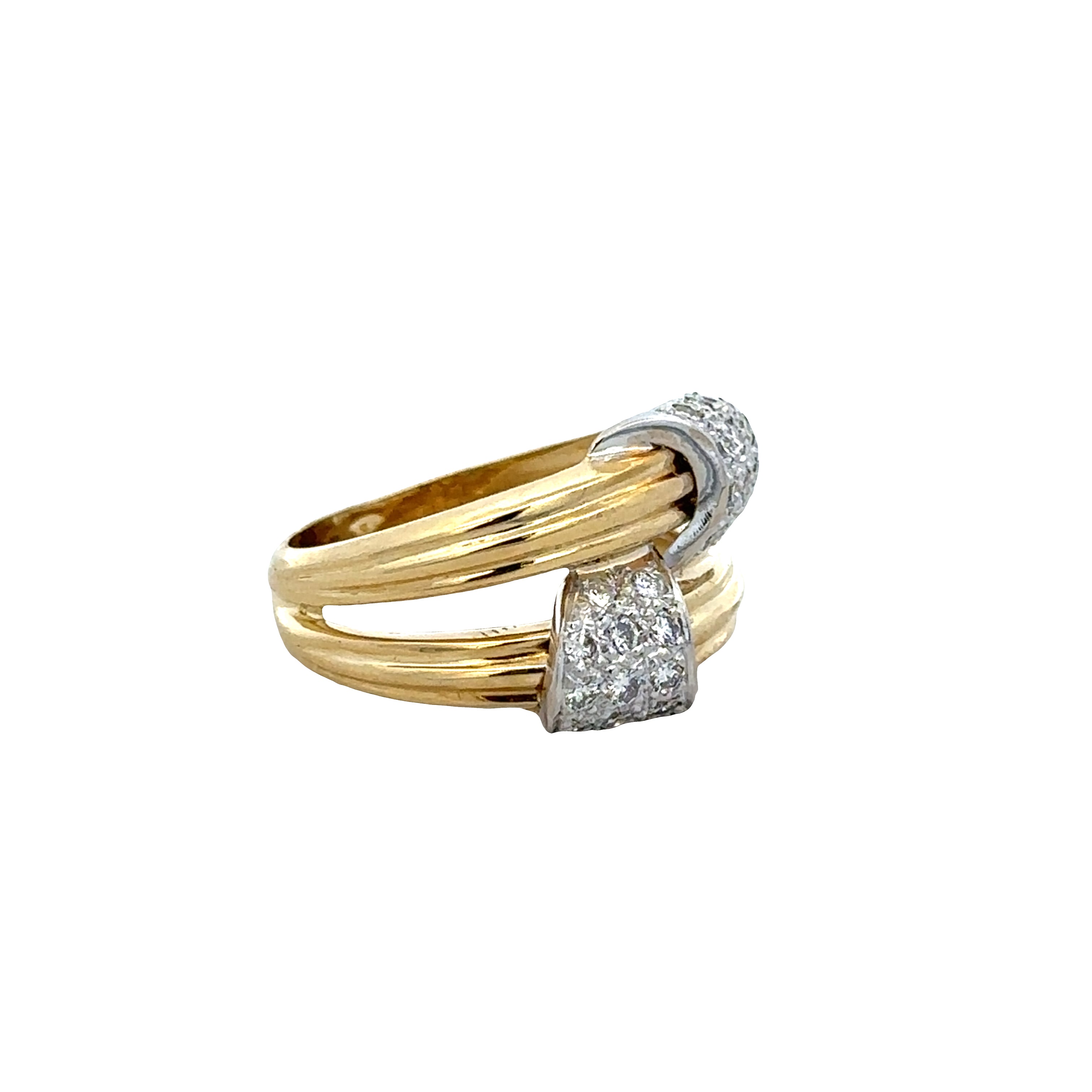 18k Yellow & White Gold Diamond Band Ring – Size 6.75