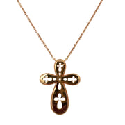 Openwork Diamond Cross Necklace in 18k Rose Gold