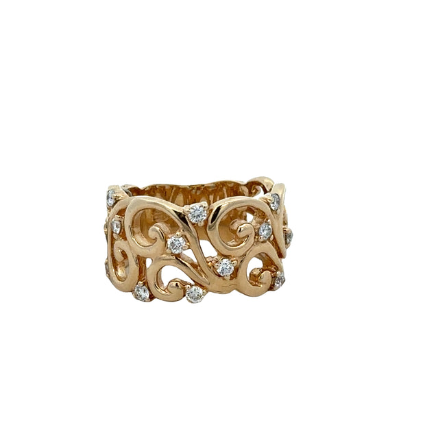 Openwork Diamond Band in Yellow Gold