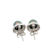 Dyed Akoya Cultured Pearl and Diamond Stud Earrings in 18k White Gold