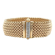 Wide Mesh Diamond Accented Bracelet in 18k Yellow Gold