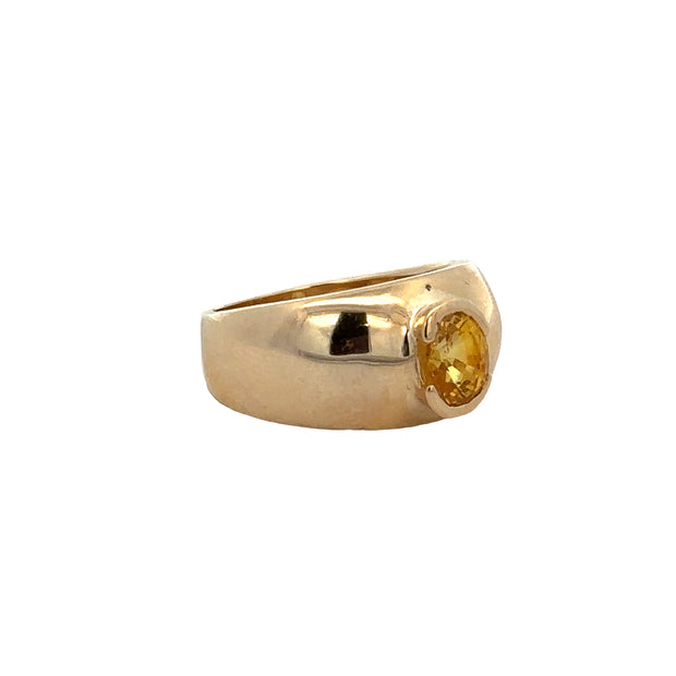 Wide Yellow Sapphire Ring in Yellow Gold
