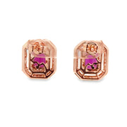Garnet and Diamond Stud Earrings in Rose Gold