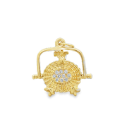 Vintage Diamond Opening Basket Charm in 18k Yellow Gold