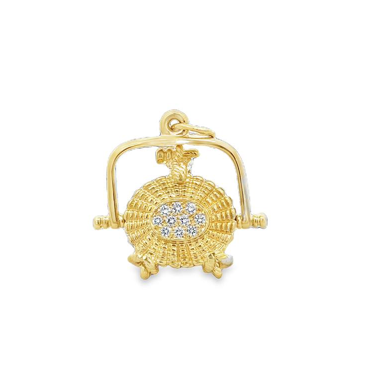 Vintage Diamond Opening Basket Charm in 18k Yellow Gold