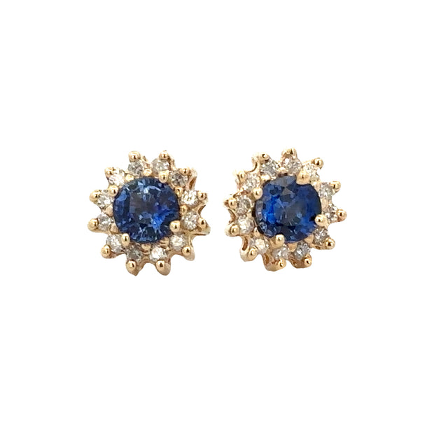 Sapphire and Diamond Stud Earrings in Yellow Gold
