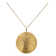 Large Textured Disc Pendant in Yellow Gold 24" Chain