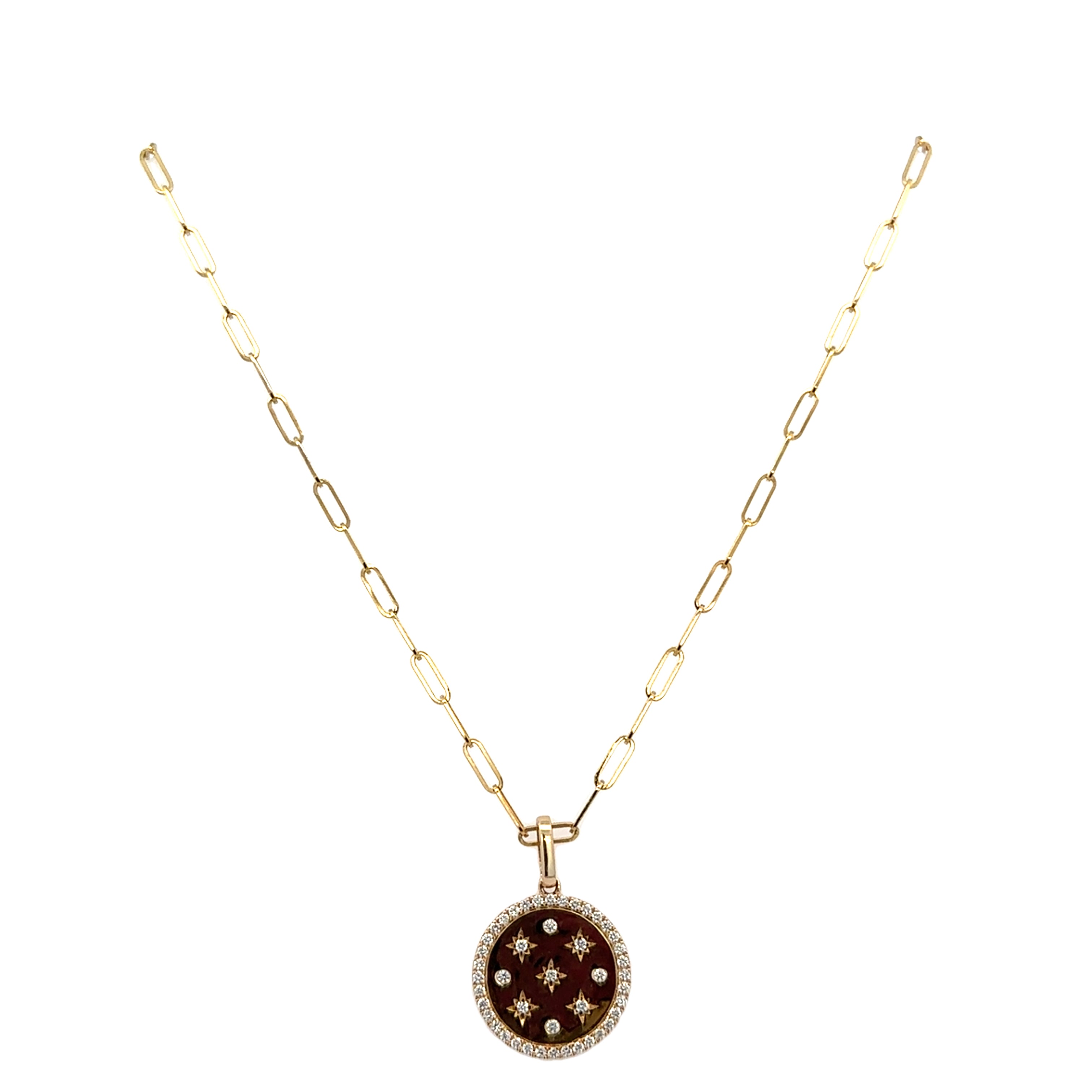 Circular Celestial Diamond Pendant in Yellow Gold