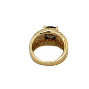 Color Change Garnet and Diamond Ring in 18k Yellow Gold