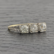 Antique Edwardian Yellow Gold and Platinum Old European Cut Diamond Ring